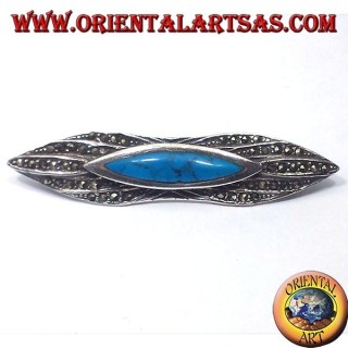 broche en argent avec turquoise et marcassite