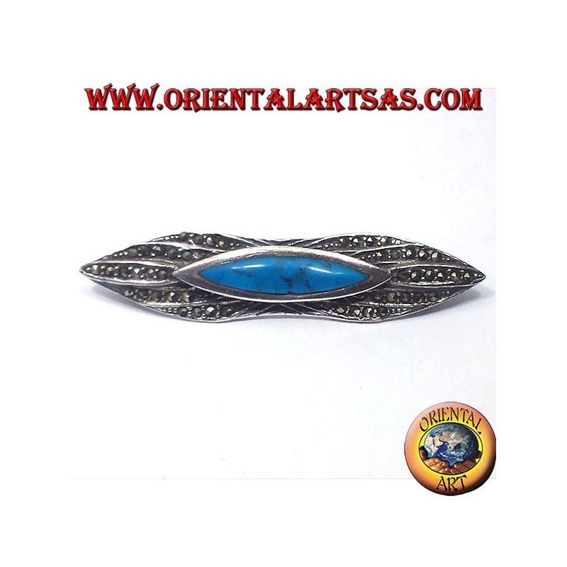 broche de plata con turquesa y marcasita