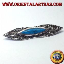 broche de plata con turquesa y marcasita