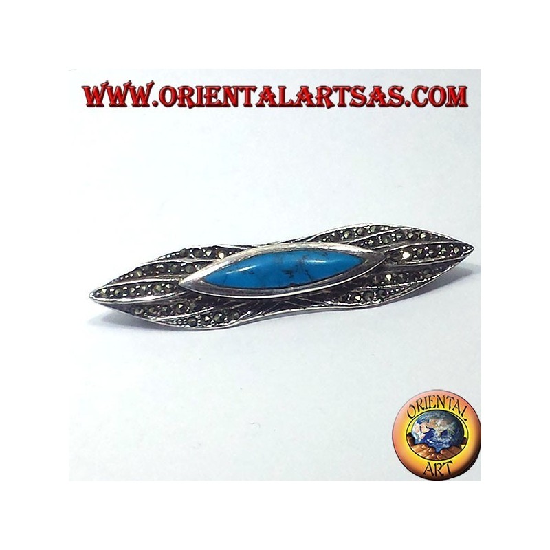 broche de plata con turquesa y marcasita