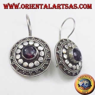 Silber Ohrringe mit Granat, Schild