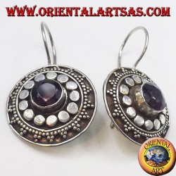 orecchini in argento con granato, scudo