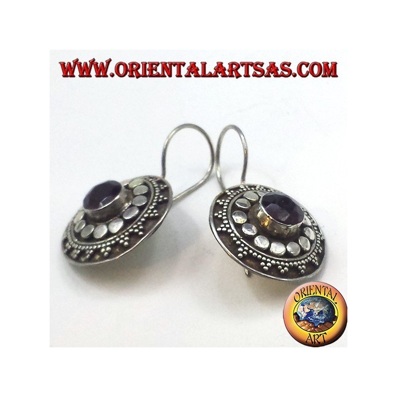 Silber Ohrringe mit Granat, Schild