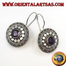 Silber Ohrringe mit Granat, Schild