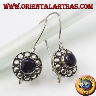 pendientes de plata con granate redondo