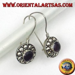 orecchini in argento con granato tondo