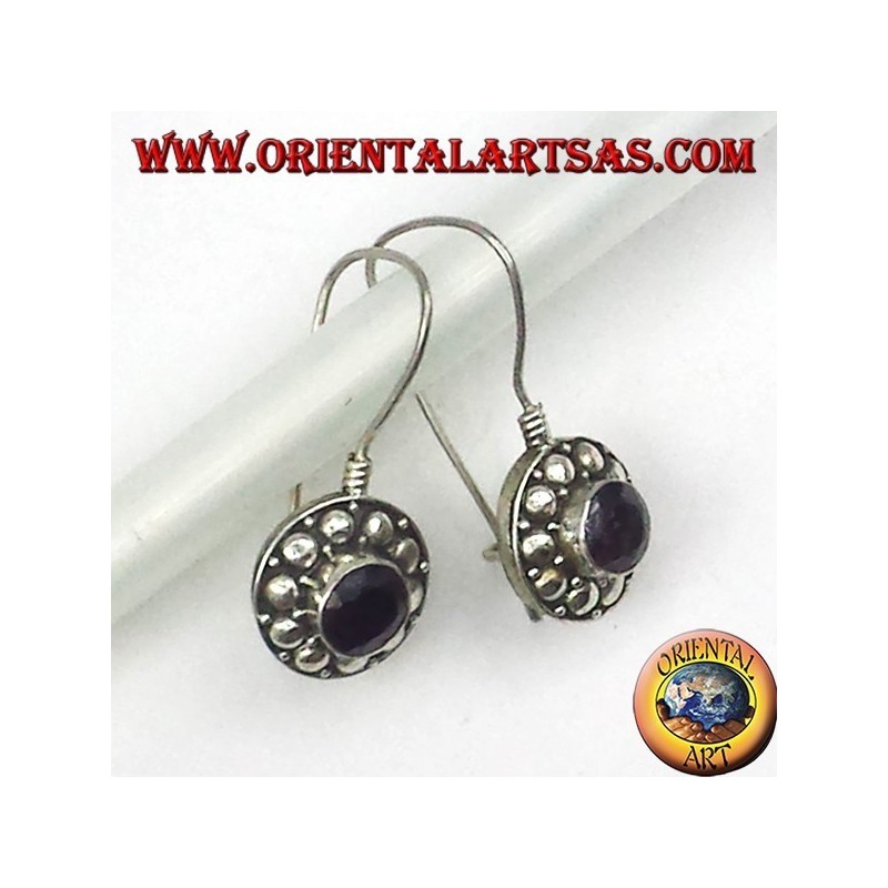Silber Ohrringe mit runden Granat