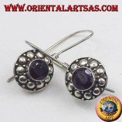 pendientes de plata con granate redondo