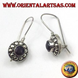 pendientes de plata con granate redondo