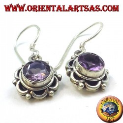 Boucles d'oreilles argent avec améthyste facettes rondes