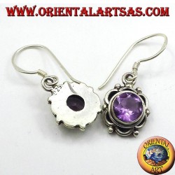 Silver earrings with round faceted Amethyst