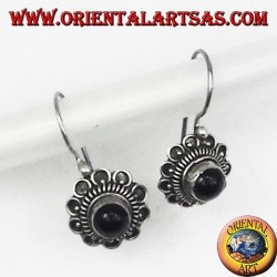 pendientes de plata, flor Onyx