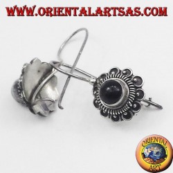 pendientes de plata, flor Onyx