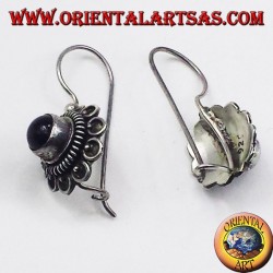 boucles d'oreilles en argent, fleur Onyx