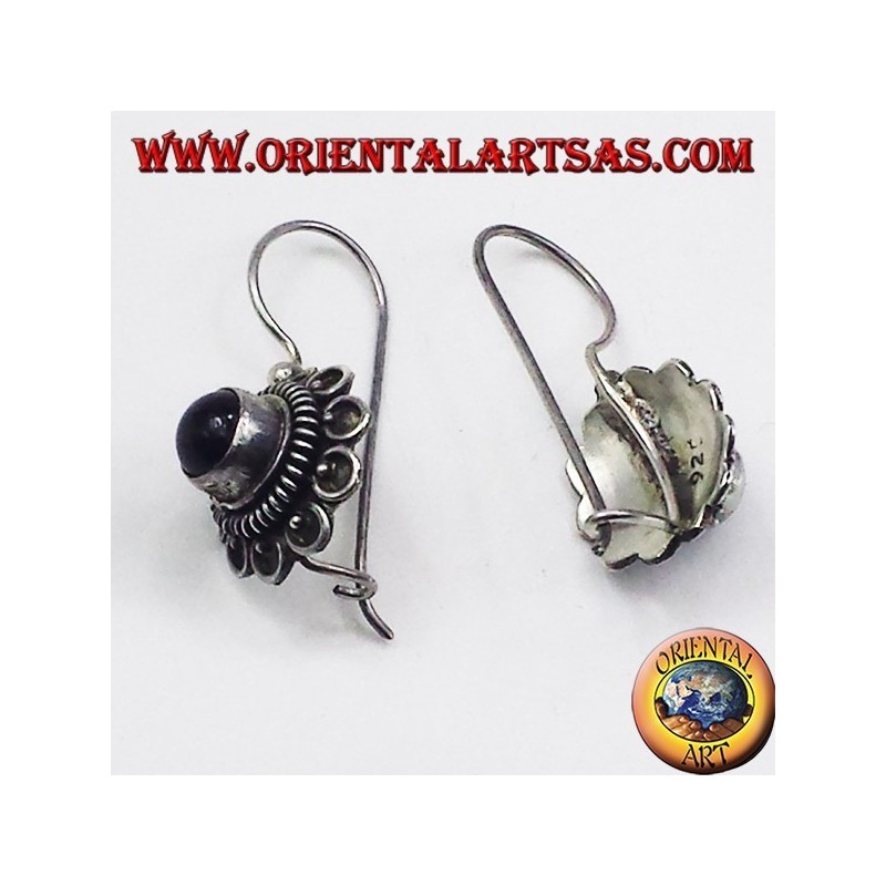 orecchini in argento, fiorellino con onice
