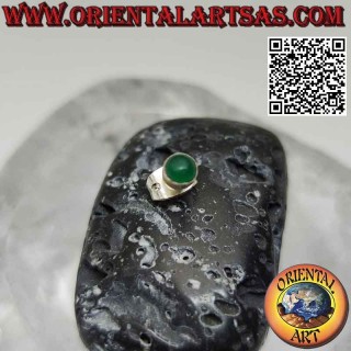 Mini boucle d'oreille en argent, pierre cabochon rond bord lisse