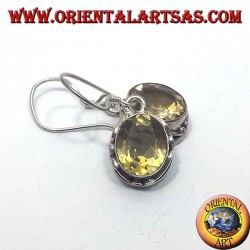 Pendientes de plata con ovalada facetas Topaz Nepal