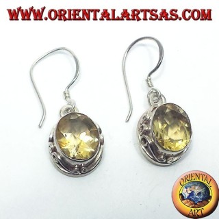 Orecchini in argento  con Topazio ovale sfaccettata Nepal