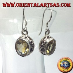 Silver earrings with oval faceted Topaz Nepal