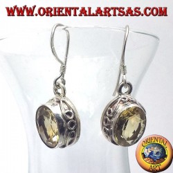 Boucles d'oreilles argent avec ovale à facettes Topaz Népal