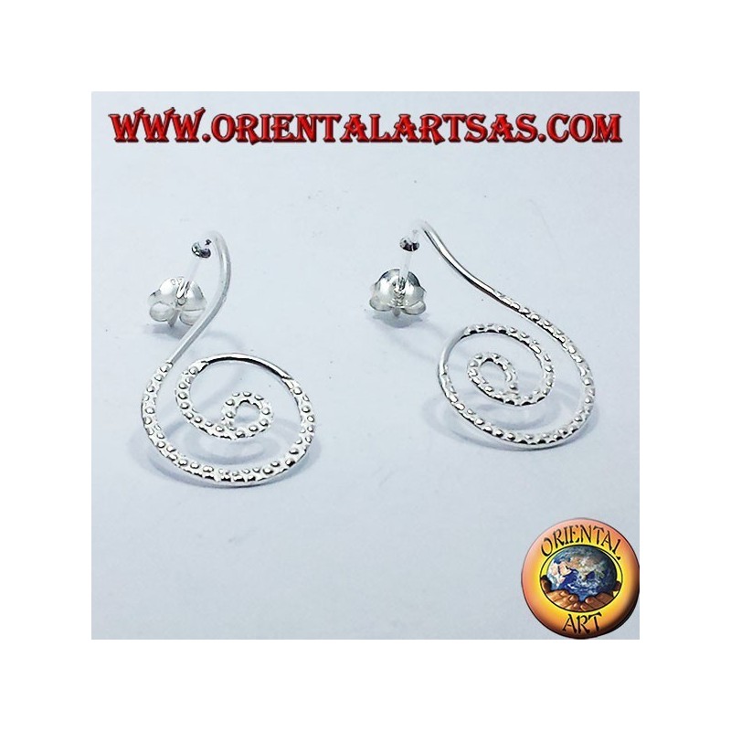 silver earrings, spiral