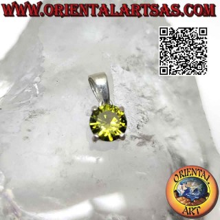 Pendentif en argent avec point lumineux de zircon citrine rond serti