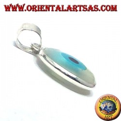 pendentif en argent, oeil grec dégrossi avec de la nacre