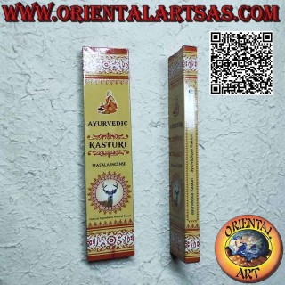 "Ayurvedic" stick incense, Kasturi (hand rolled on a sandalwood stick) (15 grams)