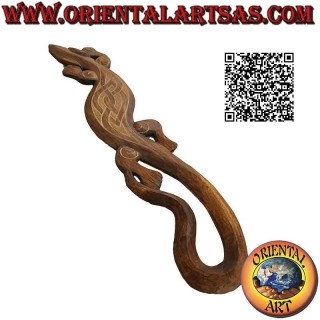 Dekorativer Wandgecko mit Tribal-Design auf der Rückseite, aus Balsaholz, 100 x 20 cm