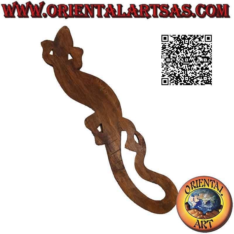 Decorative wall gecko with tribal design on the back, in balsa wood, 100 x 20 cm