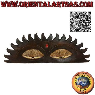 Sole decorativo da muro con terzo occhio (occhi dello stupa Boudhanath) in legno di balsa da 100 cm
