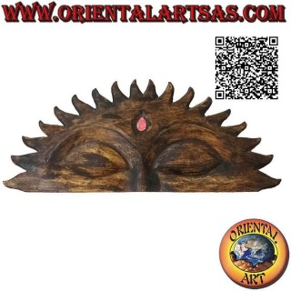 Dekorative Wandsonne mit drittem Auge (Augen der Stupa von Boudhanath) aus 80 cm starkem Balsaholz