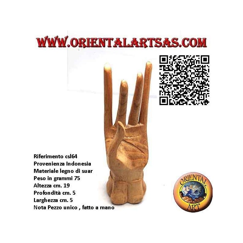Skulpturenausstellung für Schmuck "stehende Hand" aus Kiefernholz 19 cm