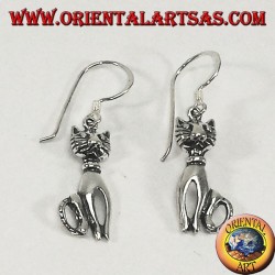 silver earrings, Cat