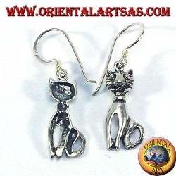silver earrings, Cat