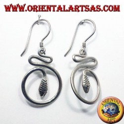 Pair of 925 sterling silver drop earrings in a sinuous handcrafted snake shape.