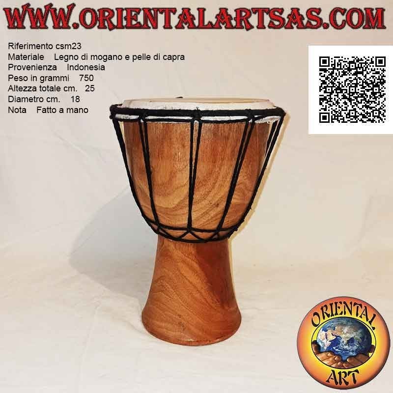 25 cm "simple" djembé bongo, light color, in mahogany wood and goatskin