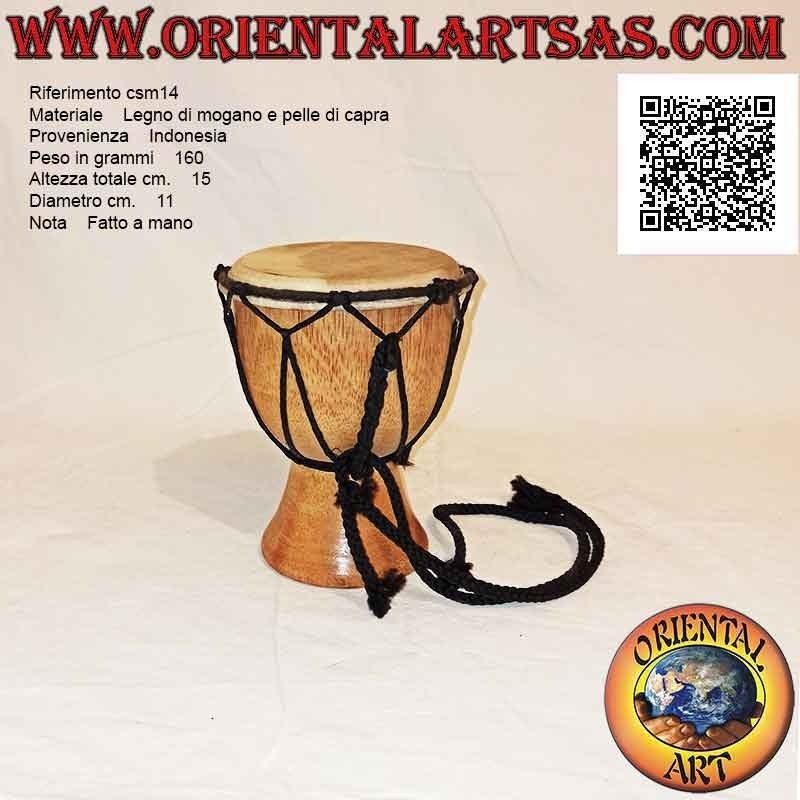 15 cm "simple" djembé bongo, light color, in mahogany wood and goatskin