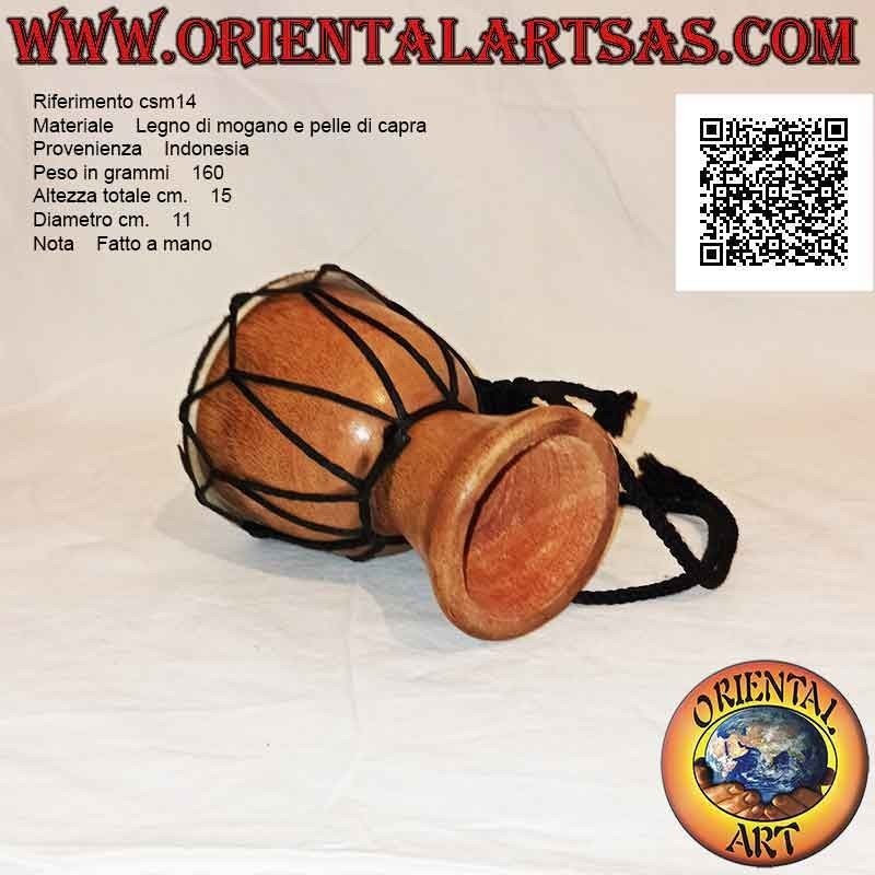 15 cm "simple" djembé bongo, light color, in mahogany wood and goatskin