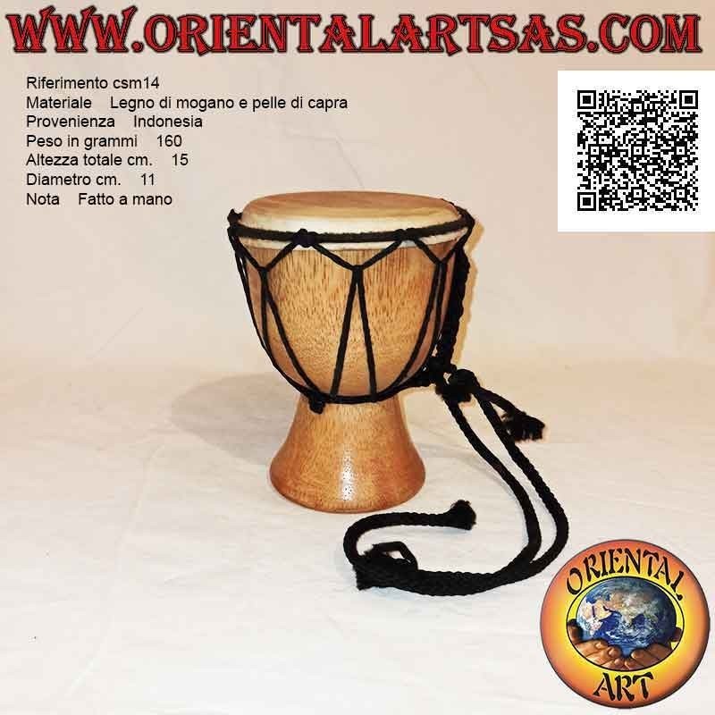 15 cm "simple" djembé bongo, light color, in mahogany wood and goatskin