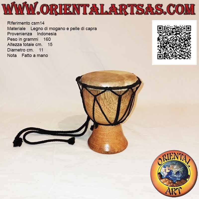 15 cm "simple" djembé bongo, light color, in mahogany wood and goatskin