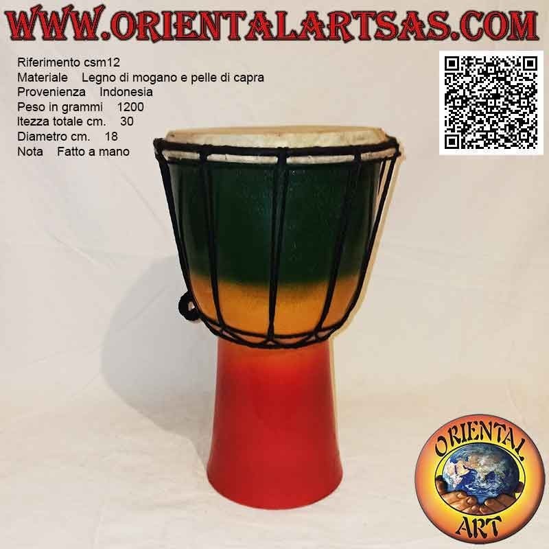 30 cm djembé bongo "Jamaica decoration", hand painted, in mahogany wood and goatskin (3)