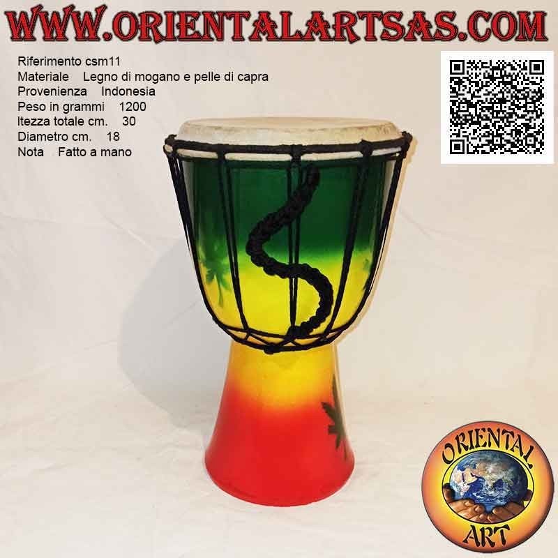 30 cm "Jamaica decoration" djembé bongo, hand painted, in mahogany wood and goatskin (2)