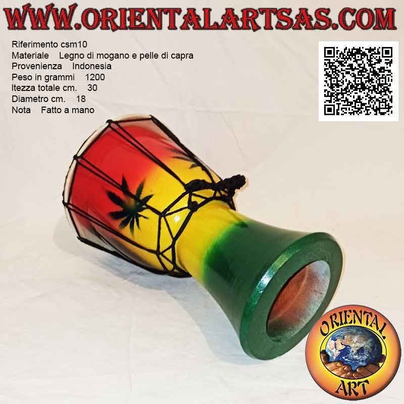 30 cm djembé bongo "Jamaica decoration", hand painted, in mahogany wood and goat skin (1)