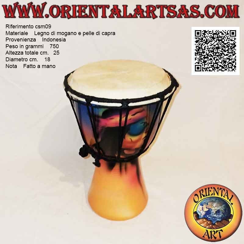 Bongo djembé "Jamaica decoration" of 25 cm, hand painted, in mahogany wood and goatskin (8)