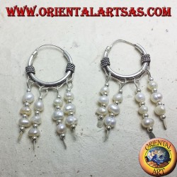 silver hoop earrings with freshwater pearls