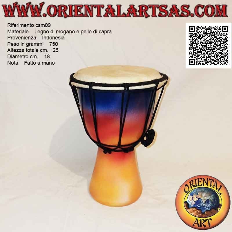 Bongo djembé "decorazione Jamaica" da 25 cm, dipinto a mano, in legno di mogano e pelle di capra (8)