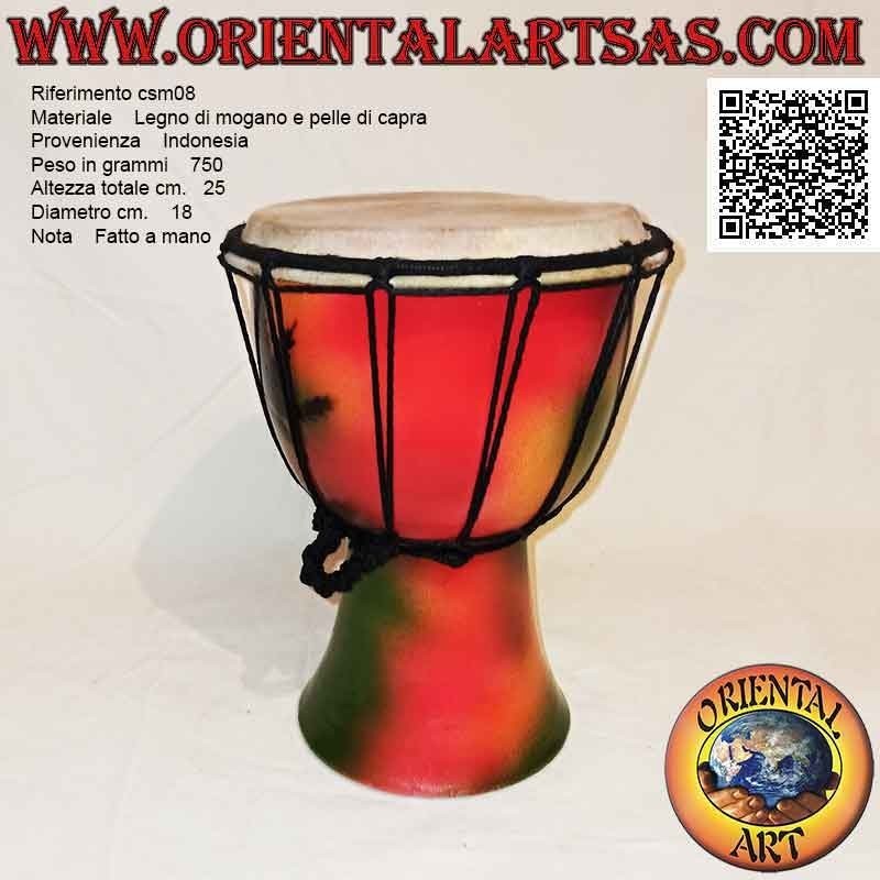 Djembé bongo "décor Jamaïque" de 25 cm, peint à la main, en bois d'acajou et cuir de chèvre (7)