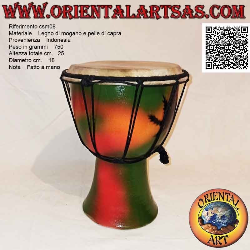Bongo Djembé "Jamaika Dekoration" von 25 cm, handbemalt, aus Mahagoniholz ​​und Ziegenleder (7)