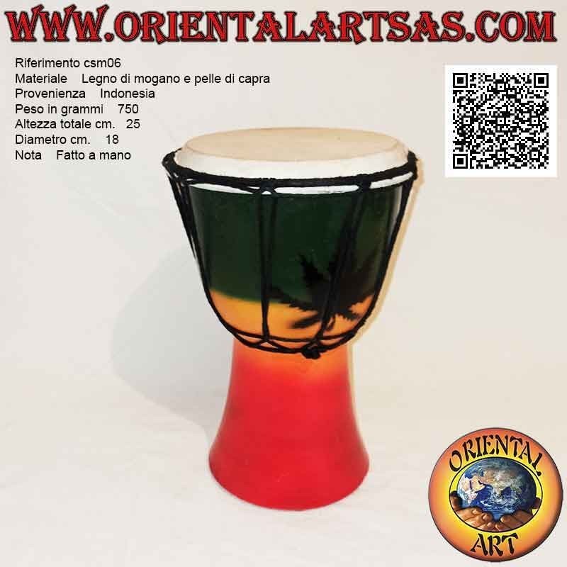 Bongo Djembé "Jamaika Dekoration" 25 cm, handbemalt, aus Mahagoniholz ​​und Ziegenleder (5)